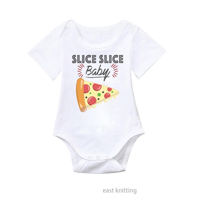 Dermspe nyfødte baby drenge piger kortærmet brev print skive skive baby pizza romper sommer baby tøj salg: 18m
