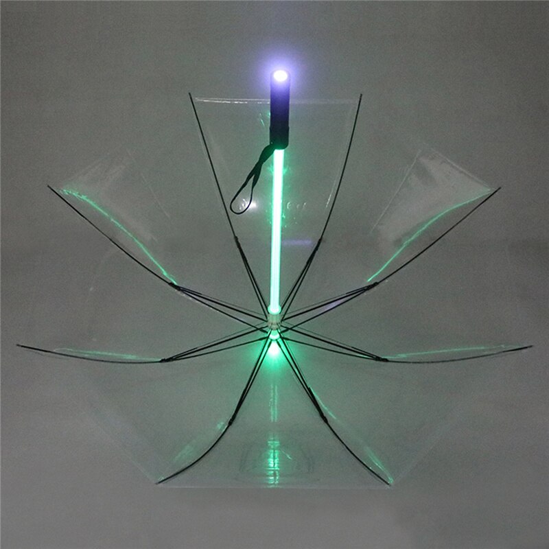 Muovinen punainen sade läpinäkyvä led -sateenvarjo miehet naiset vilkkuvat yöpidikkeessä rullassa vedenpitävät tuulenpitävät sateenvarjot retkeilyyn