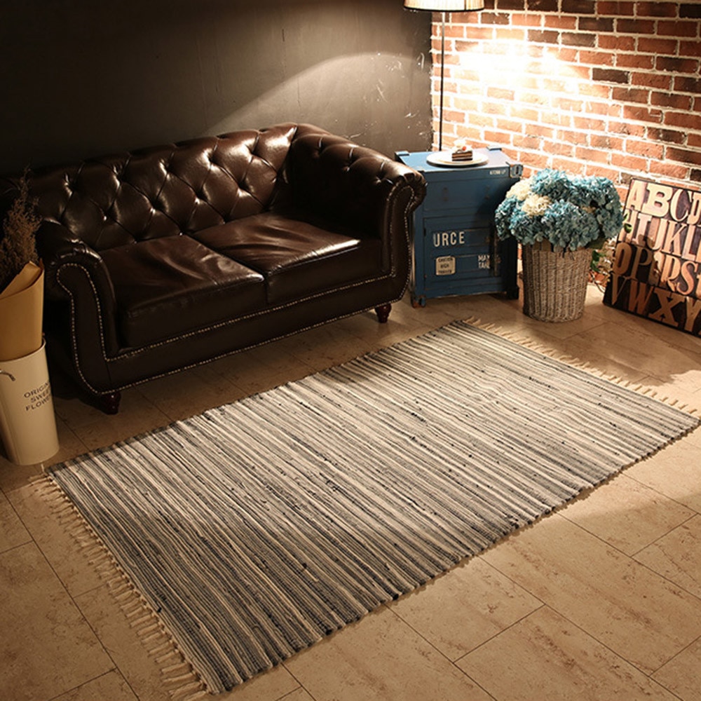 Retro Bohemian Hand Geweven Katoen Tapijt Tapijt Bed Tapijt Geometrische Vloermat Woonkamer Slaapkamer Tapijt Home Decor Cd