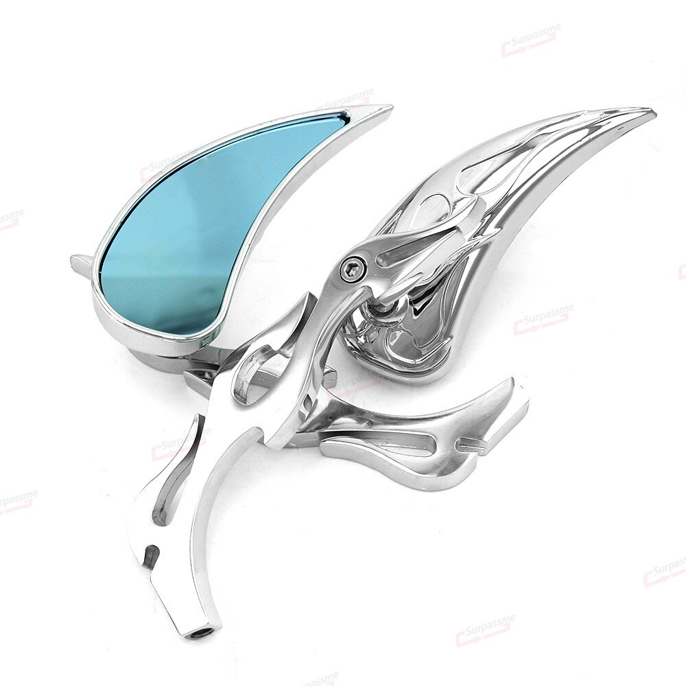 Voor Harley Softail Davidson 883 Sportster Touring Accessoires Universal Motorcycle Achteruitkijkspiegels Flame Cafe Racer Spiegels: Silver