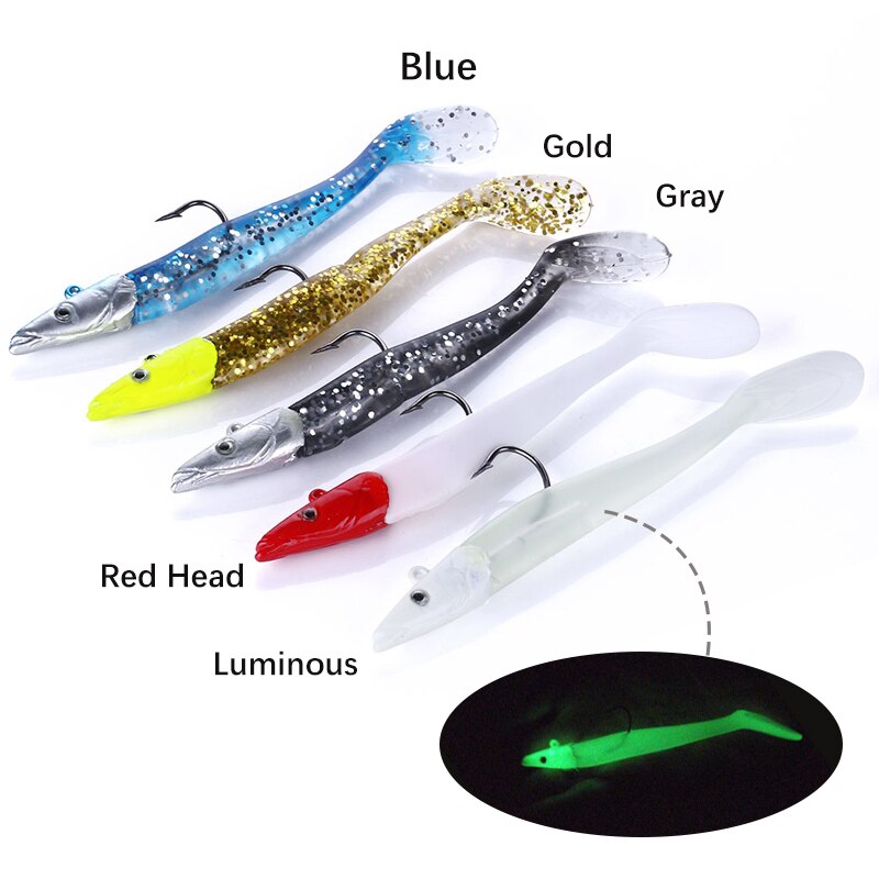 Mosodo jigghuvud mjukt bete 10g/19g/34g blygädda drag 3d fisköga fiske bete svans konstgjord jigg bete bas havsfiskeredskap