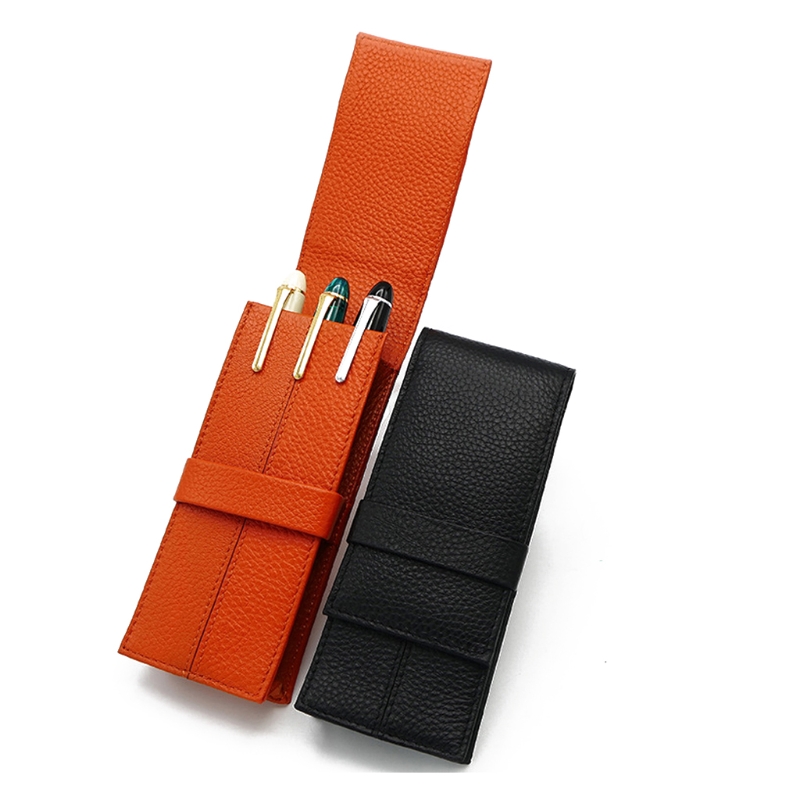 Newest Leather Fountain Pen Case ,3 Pens Holder Pouch,Separate Slot Organizer Carrying Case Pencil Bag Office Accessorie