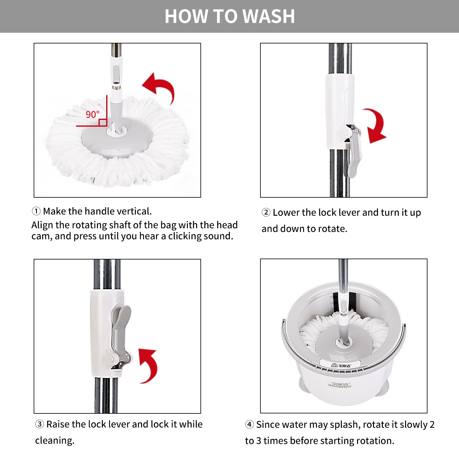 Cleanhome 360 Spin Verstelbare Vloer Mop Met Emmer 2 Stuks Microfiber Pads Verlengde Handvat Voor Hardhout Schoonmaken