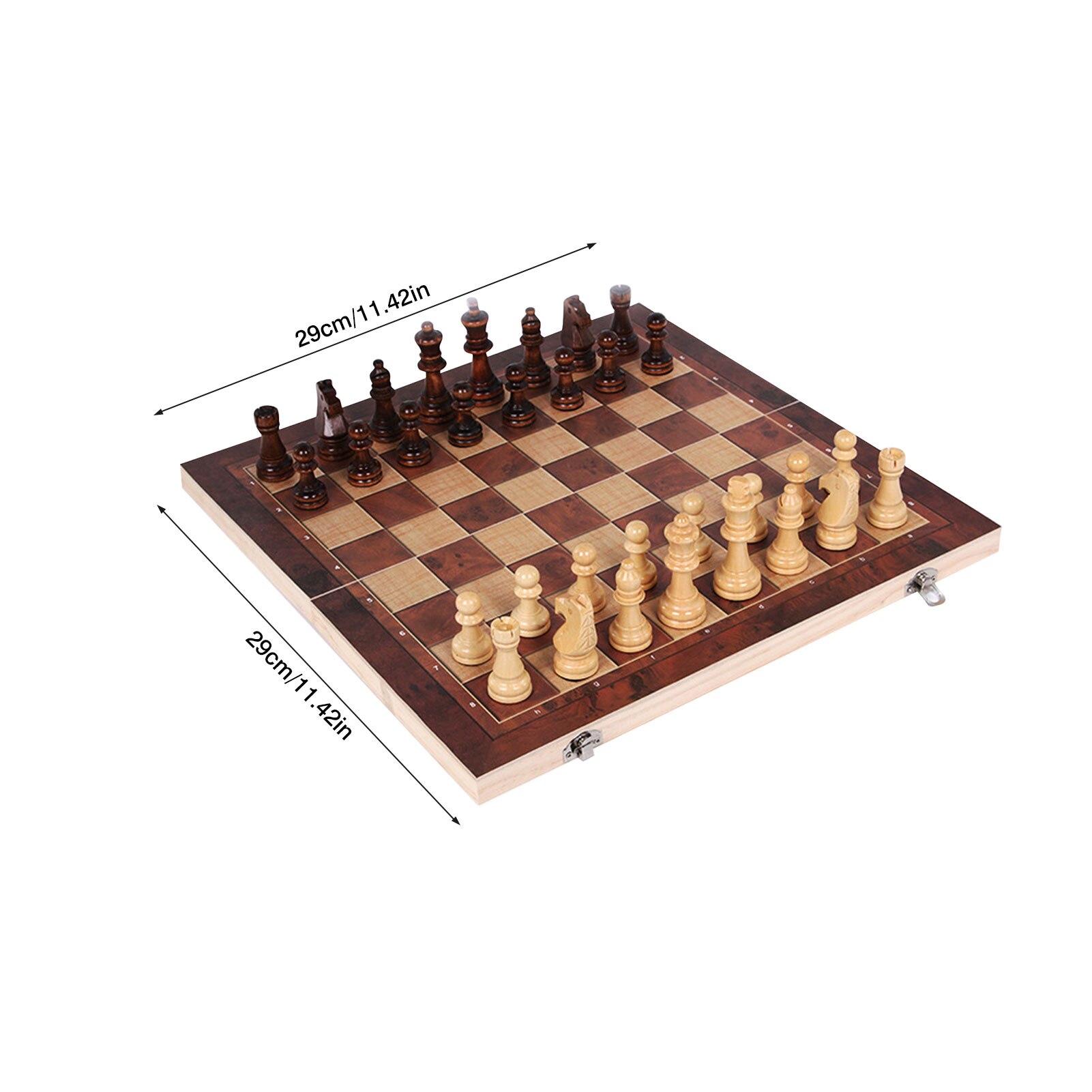 3 in 1 Chess Set Wooden Chess Game Backgammon Checkers Indoor Travel Chess Wooden Folding Chessboard Chess Pieces Chessman