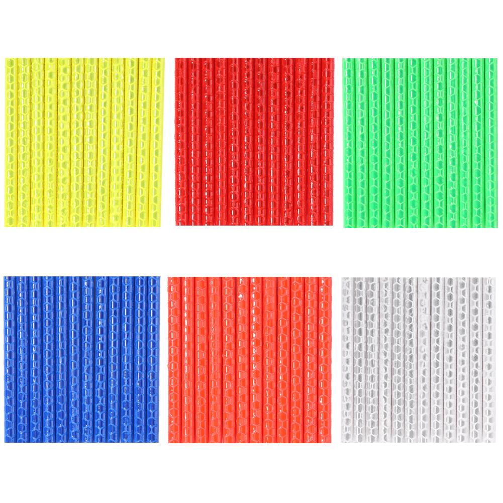 12pcs/set Bicycle Mountain Bike Riding Wheel Rim Spoke Clip Tube Warning Light Bike Strip Reflector Reflective Cycling Decor