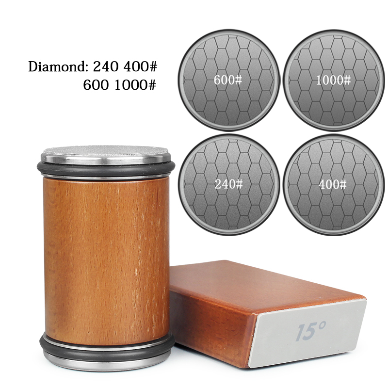 Rolling Knife Sharpener Magnetic Knife Holder Diamond Sharpening Stone Kit with 15 and 20 Degrees Angle Roller Kitchen Accessory: Gold