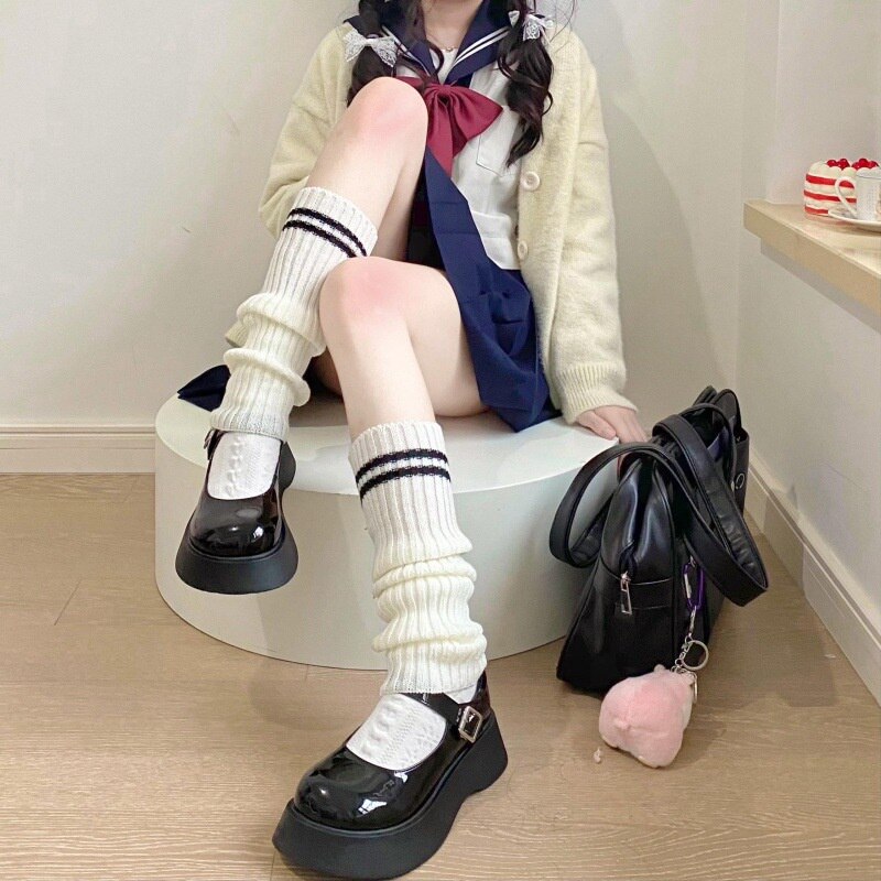 Sweet Girls Leg Warmers Knitted Long Foot Cover for Women Lolita Jk High Elastic Over Knee Leg Warmer Knee-length Heap Heap Sock: 7
