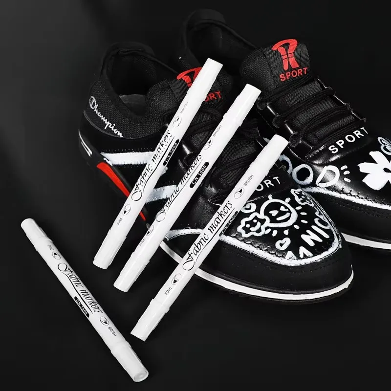 Witte waterdichte permanente stof textiel markeerstift set voor T-shirt schoenen kleding hout steen DIY kunst graffiti tekening schilderen