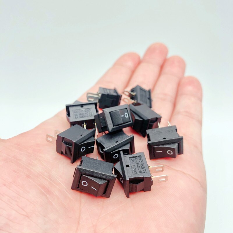 10pcs KCD1-101 3A/250V small black 10*15mmSPST 2PIN ON/OFFG130 Boat Rocker Switch Car Dash Dashboard Truck RV ATV Home/Industry