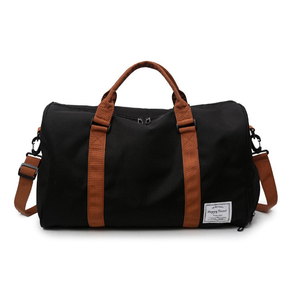 MOLLYGAN-Bolso de lona de gran capacidad para hombre y mujer, bolsa deportiva de viaje con compartimento para zapatos, para gimnasio: Negro