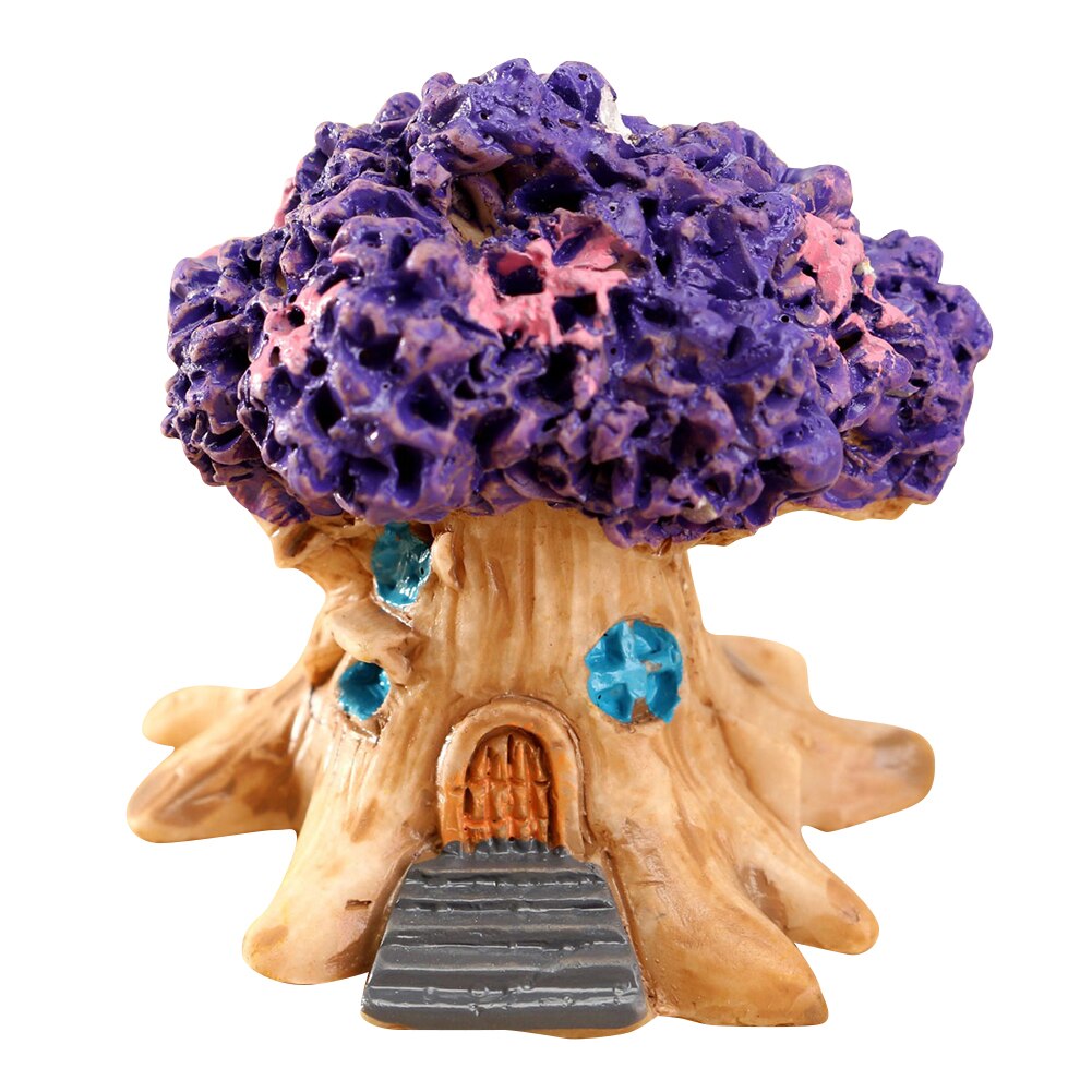 Mini maison arbre à féerique | Micro paysage, décor artisanal, moules en plâtre miniaturas, décoration de jardin Miniature: Purple