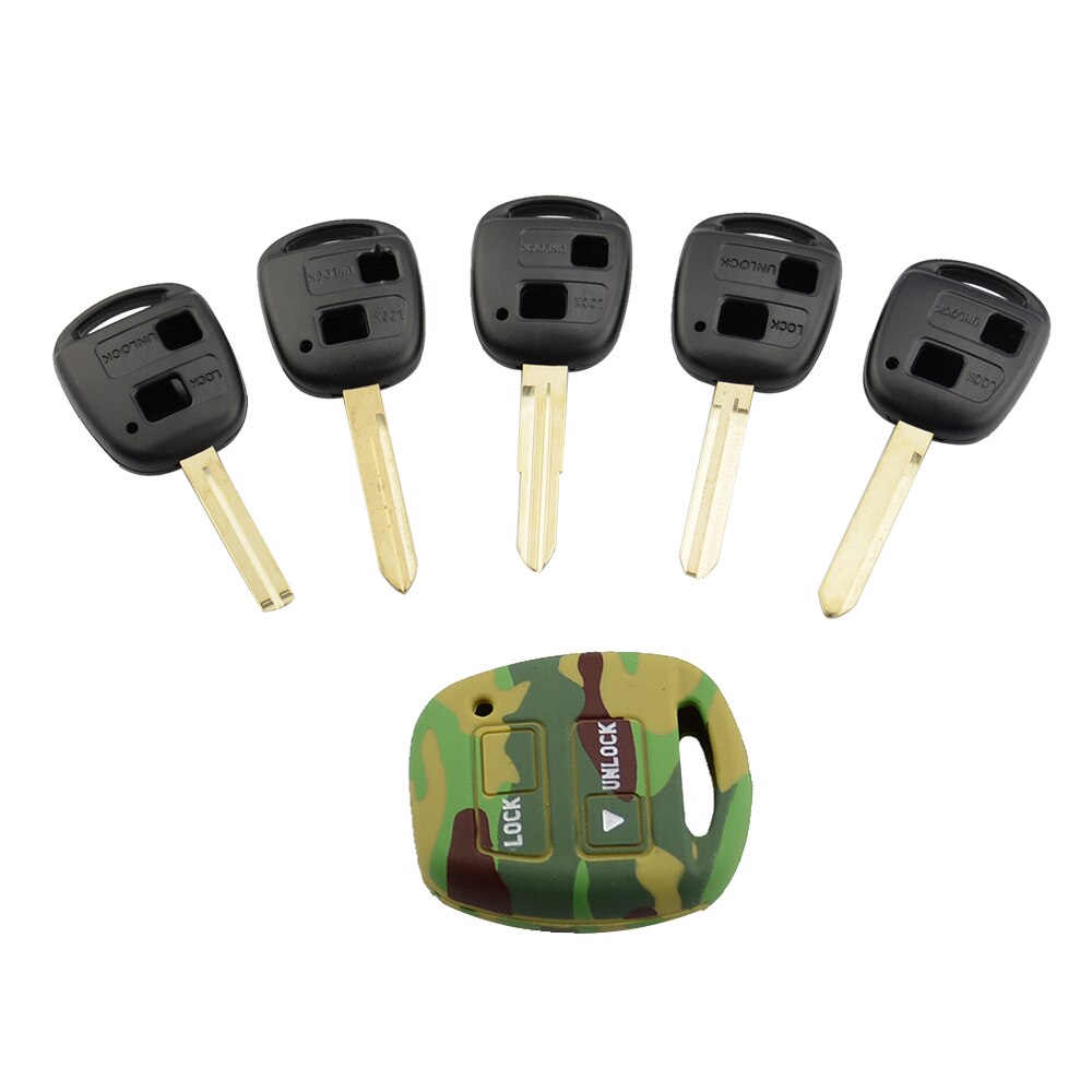 Okeytech 2 Buttons Silicone Rubber Car Key Cover Case Holder for TOYOTA CAMRY RAV4 PRADO COROLLA AVENSIS LAND CRUISER Yaris