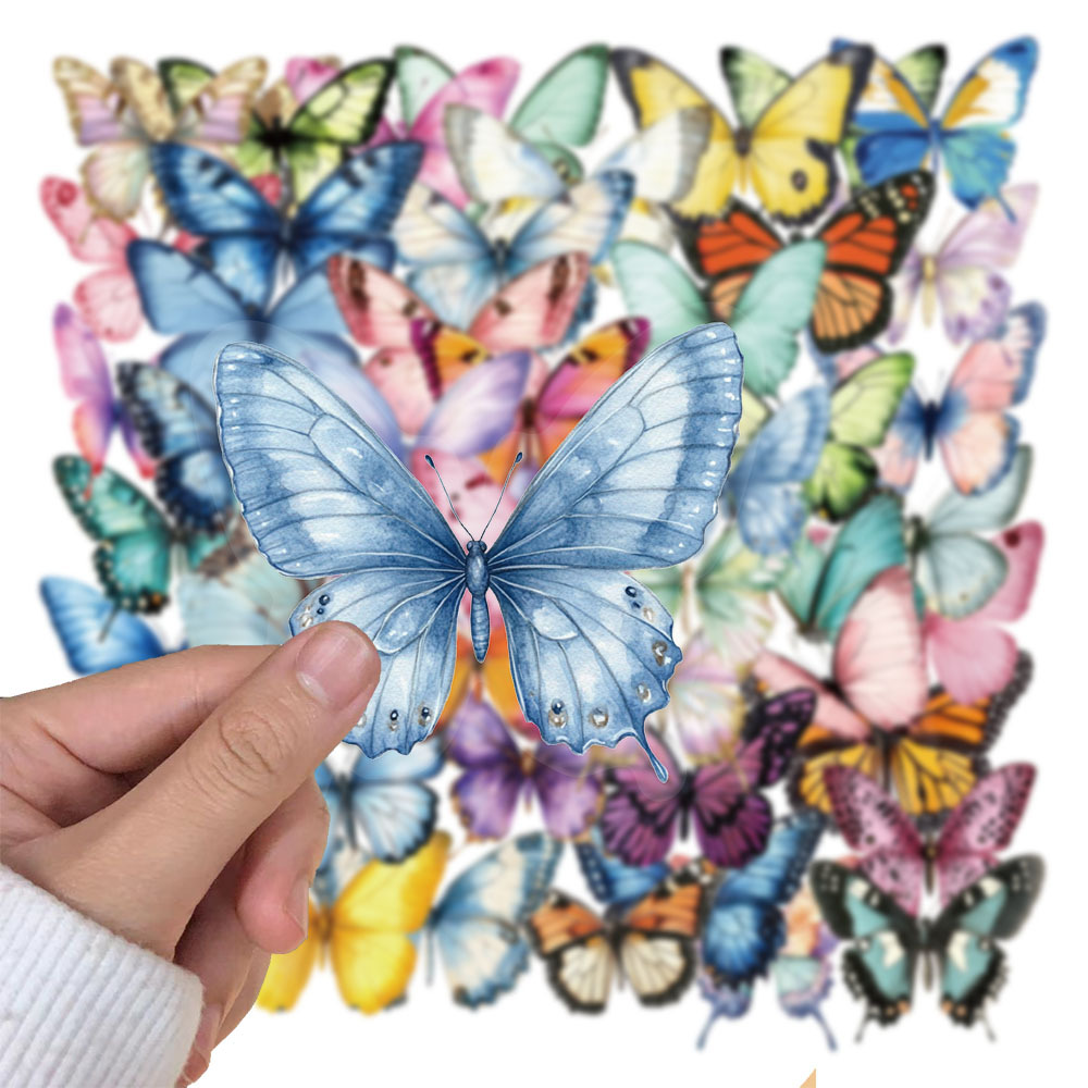 50Pcs Colorful Butterfly Stickers Graffiti Stickers Water Bottle Phone Bicycle Luggage Case Skateboard Children Adult Sticker