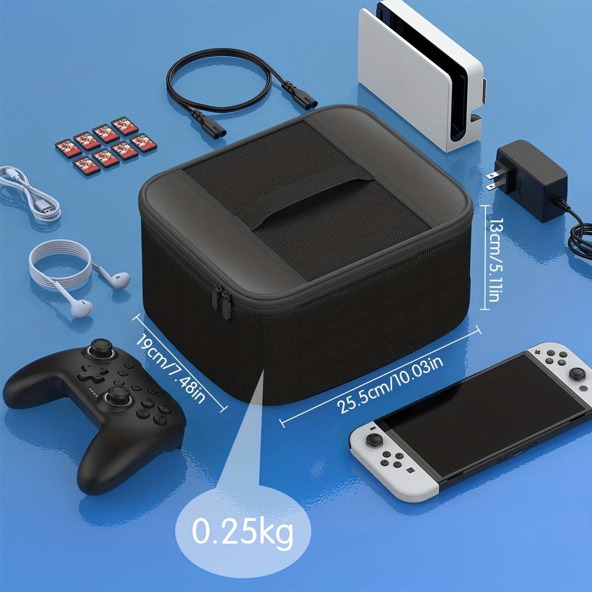 Storage Carrying Bag Compatible With Nintendo Switch/ OLED Soft Shell Protective Travel Case For Console Pro Controller: black