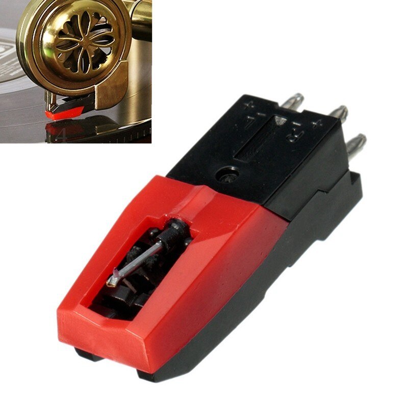 2 Pcs Turntable Diamond Stylus for Phonograph Turntable Vinil Lp Gramophone Record Needles Accessories Stylus & Red & Black and