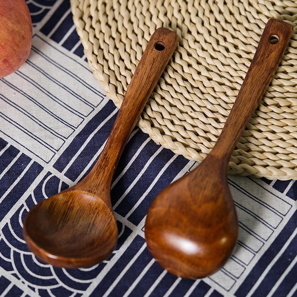 Japanese Style Long-handled Soup Spoon Household Wooden Ramen Spoon Kitchen Accessories Gadgets