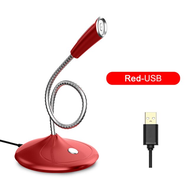 Popu Pine Computer microphone 360° adjust freely Studio Speech Microphone Gaming Chatting USB Microphone Desktop PC Laptop: Red USB