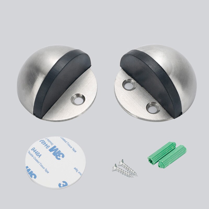 Stainless Steel Rubber Door Stopper Non Punching Sticker Hidden Door Holder Catch Floor Mounted Nail-free Door Stop Door Hardwar