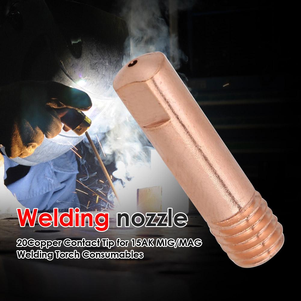 Buse de soudage MIG semi-automatique 0.8/1/1mm, 20 pièces/ensemble, pointes de Contact, diffuseur de gaz, support de connecteur, Contact de torche