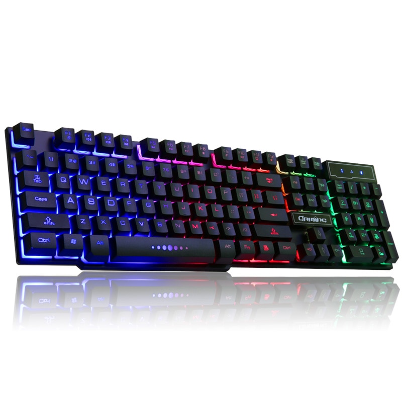 LOIOG Russian / English 3 Color Backlight Gaming Keyboard Teclado Gamer Floating LED Backlit USB Similar Mechanical Feel