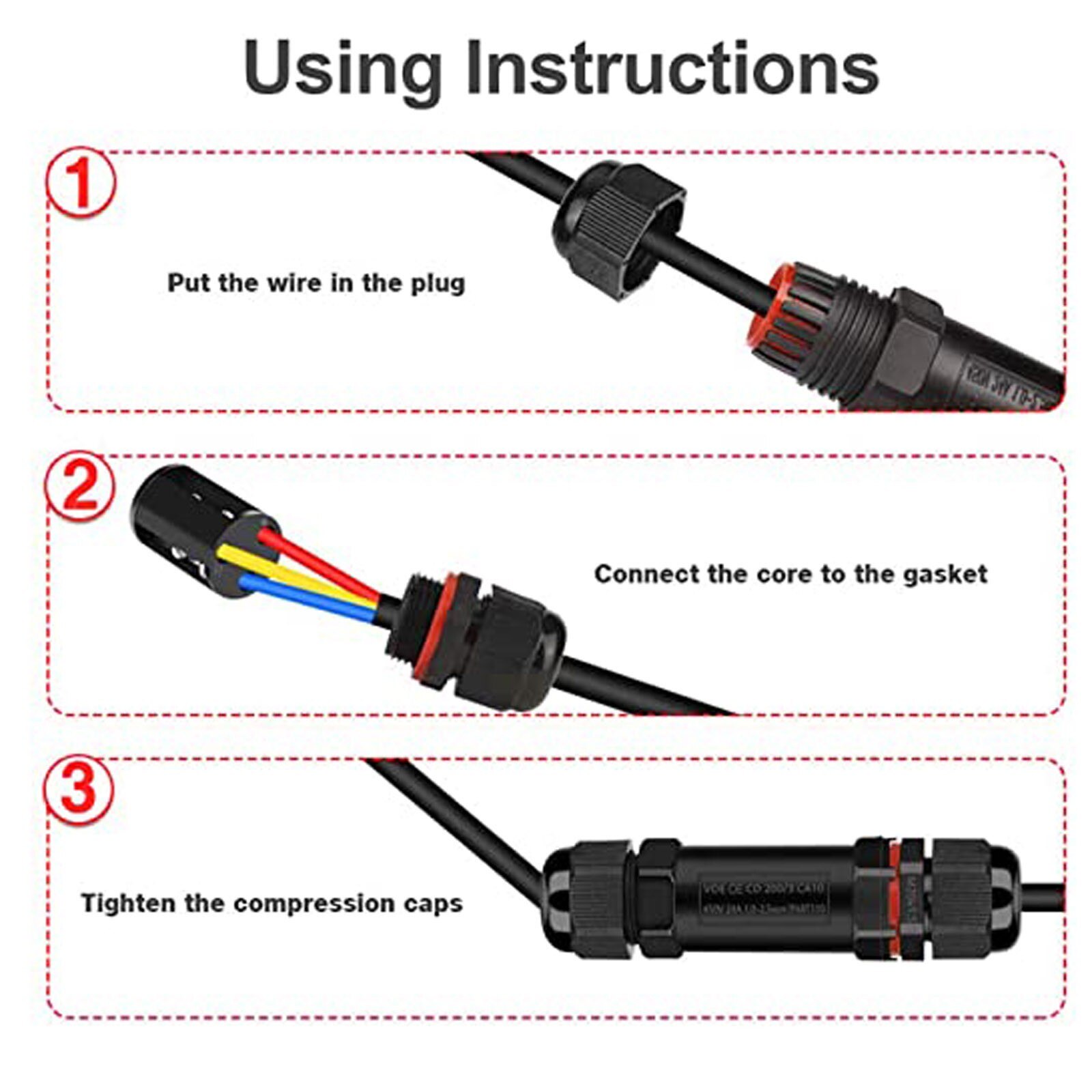 6PC Junction Box Waterproof UV Sunproof Outdoor Multiple ways Plastic Electrical Junction Box Case Cable Wire Protect Connector