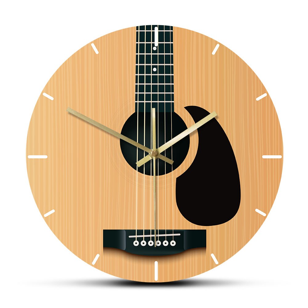 Akustische Gitarre Dekorative Wanduhr Musik Instrument Minimalistischen Wohnkultur Stille Zauberstab Uhr Musiker Studio Gitarrist: Nein Rahmen