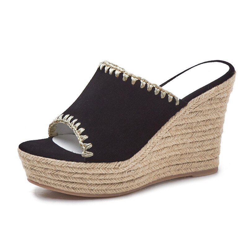 FEDONAS Summer Vintage Round Toe Platforms Super High Heels Casual Shoes Woman Solid Kid Suede Women Sandals Slip On Shoes