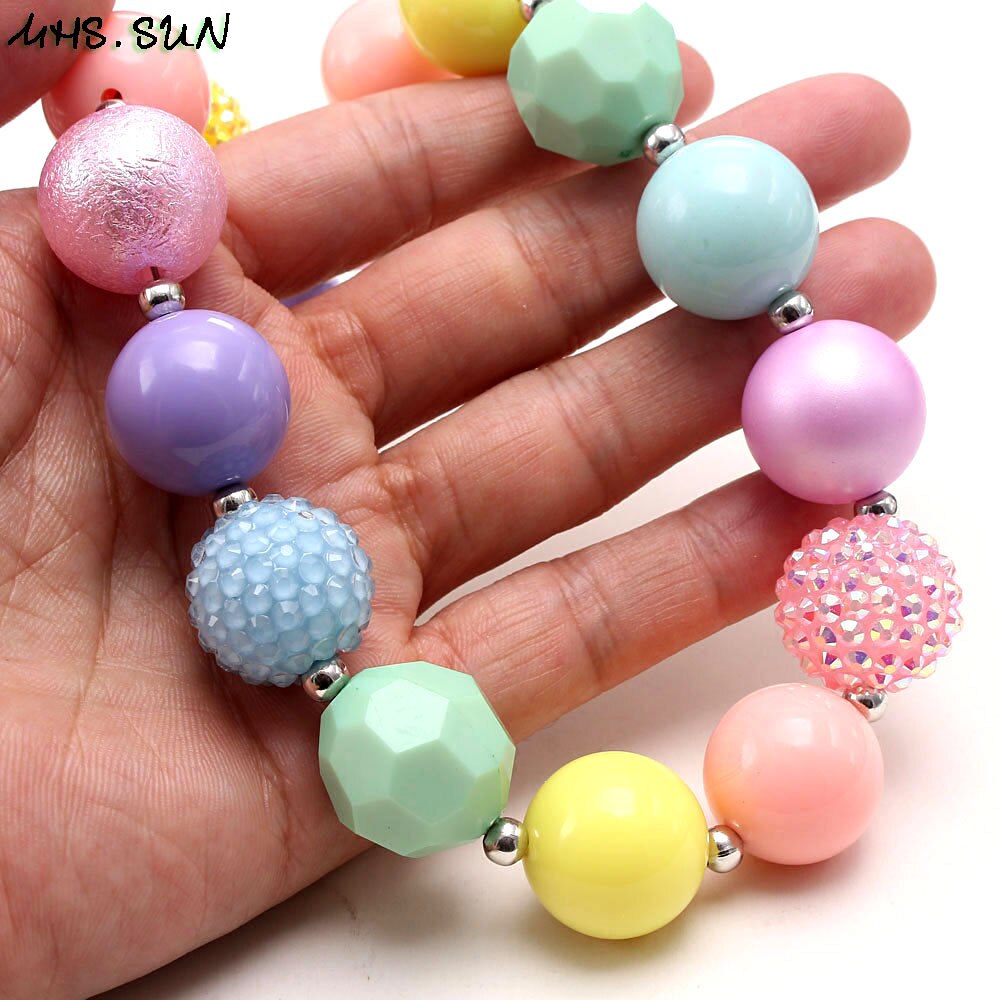 Mhs. Zon Kids Baby Leuke Chunky Bubblegum Kralen Ketting Armband Diy Kleurrijke Acryl Kralen Sieraden Voor Meisjes Kind