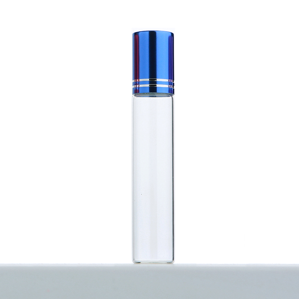 50Pcs/Lot 10ml Clear Glass Roller Essential Oil Bottle With Box Roll On Perfume Bottle Cosmetics Container Print LOGO Pay Extra: Burgundy / 18ml