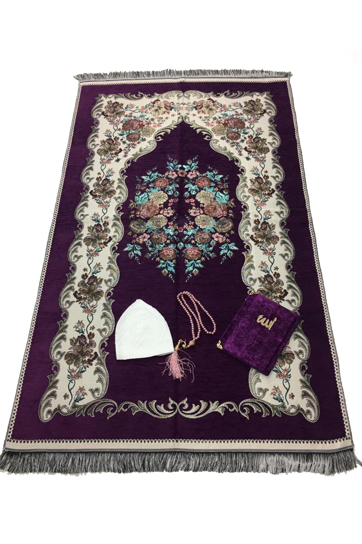 Marineblauw Rozen Gebedskleed Parel Rozenkrans Fluwelen Yas Islamitische سجاد صلاة مسلم هدية إسلامية Sijad Salat Moslim Hadiat 'Iislamia: PURPLE 70X110