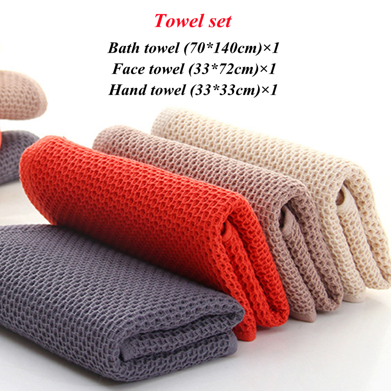 Effen Kleur Wafel Badhanddoek Grote Super Absorberende Strand Handdoeken Katoen Draagbare Honingraat Gezicht Handdoek Set Voor Home Hotel Reizen: 30X90CM / WHITE