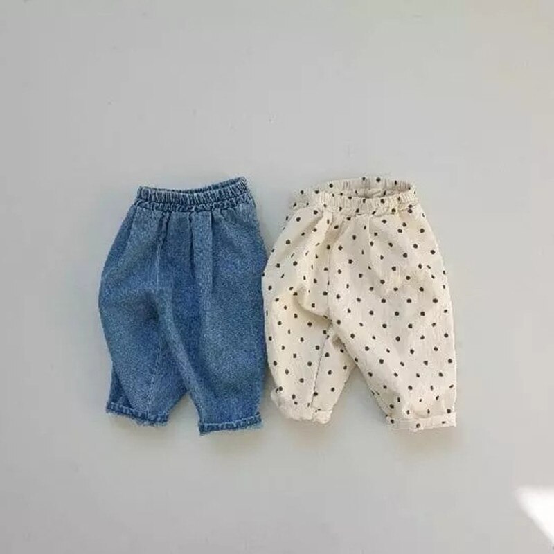 2022 Lente Zomer Peuter Kinderen Casual Broek Jongens En Meisjes Effen Kleur Dot Broek