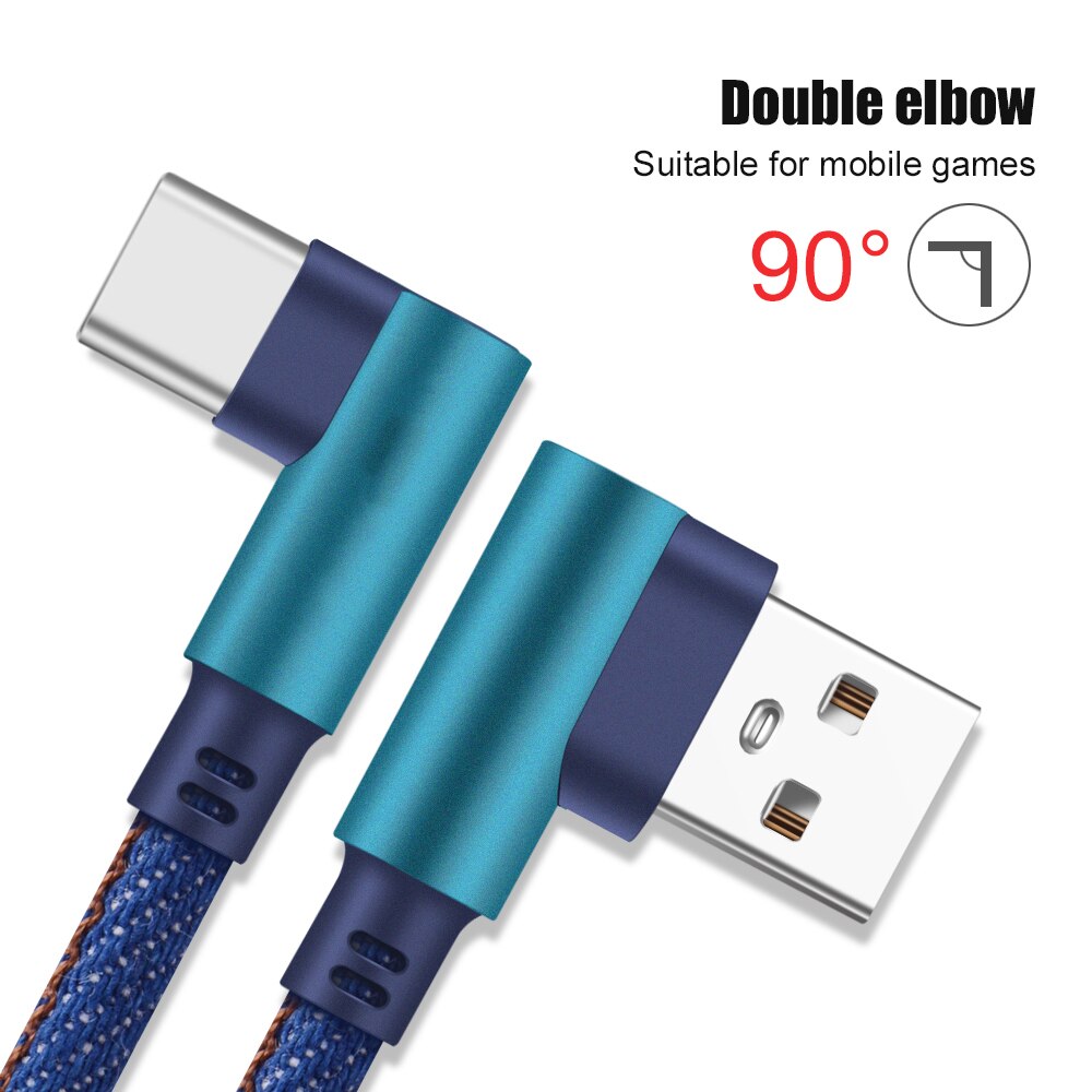 USB tipo C 90 grados 1M 2M, carga rápida, cable usb c, cable tipo-c, Cargador usb-c para Samsung S8 S9 Note 9 8 Xiaomi mi8 mi6