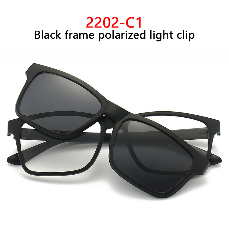 Lunettes de soleil magnétiques à Clip et monture de lunettes optiques 6 en 1, ensemble de lunettes polyvalentes polarisées ou à Vision nocturne pour femmes et hommes, 2202: green