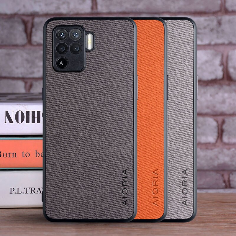 Case Voor Oppo F19 Pro Coque Luxe Textiel Leer Skin Soft Tpu Hard Pc Phone Cover Voor Oppo F19 Pro Case Funda