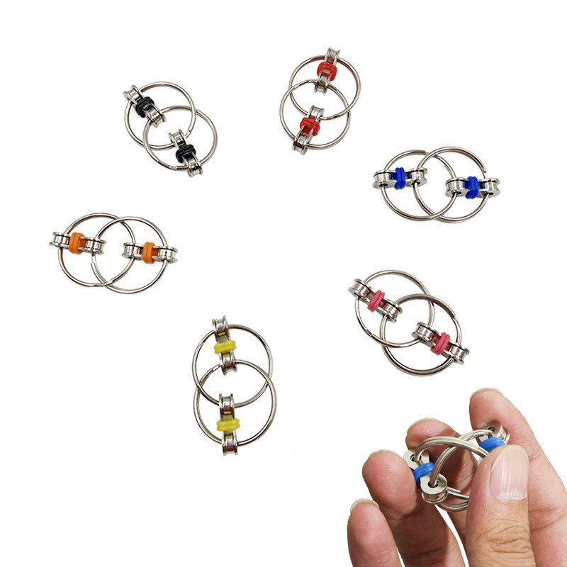 Stress Reliever Toys Chain Finger Tip Vent Toy Decompression Bicycle Chain Key Chain Spot Turnover Chain