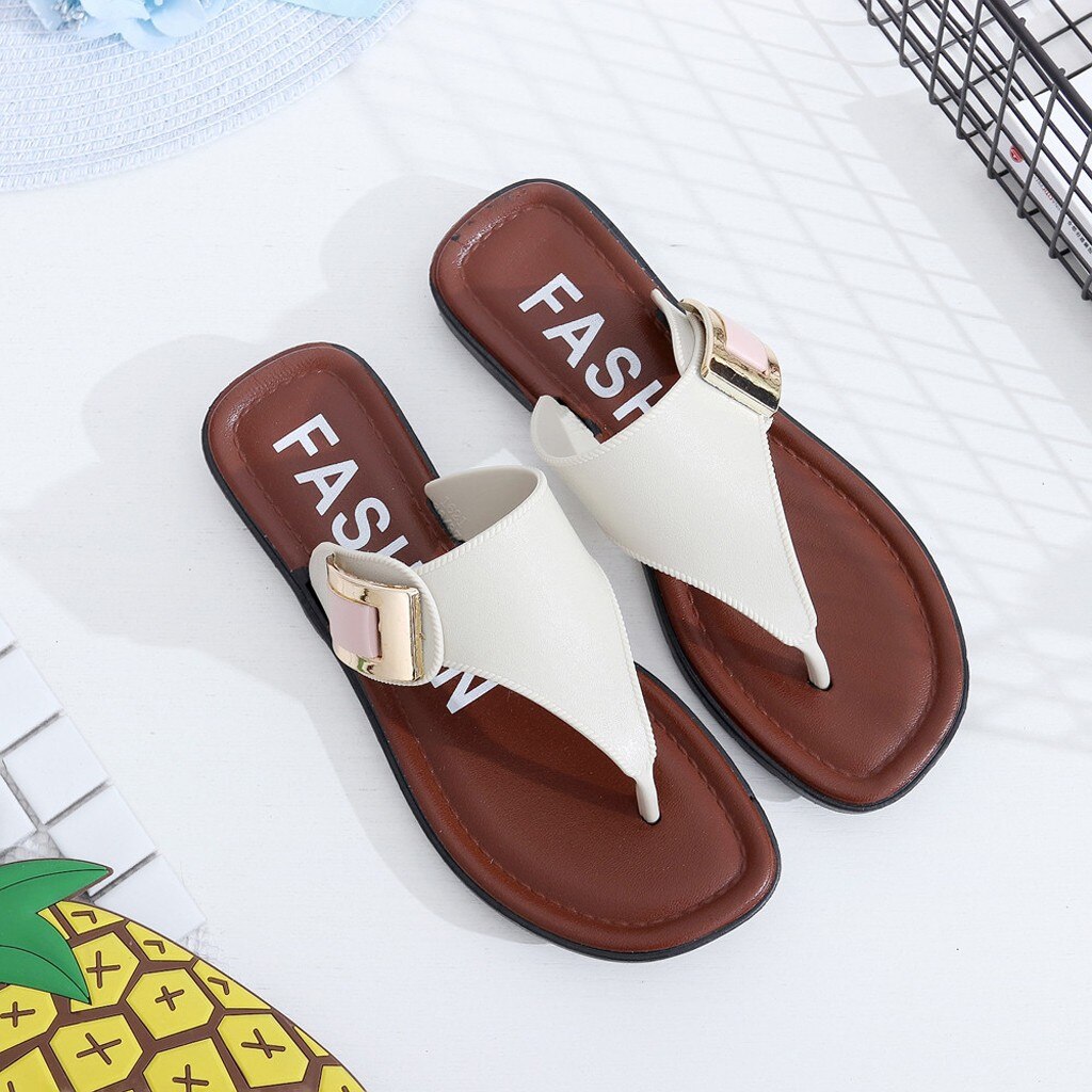 38 # Vrouwen Zomer Vintage Rome Slippers Casual Schoenen Strand Vrouwelijke Slipper Sandalen Zomer Thuis Platte Slippers Schoenen Scarpe donna: White / 36