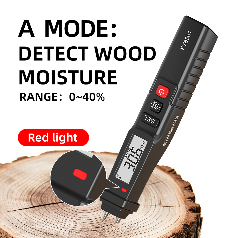 MASTFUYI-Humidimètre numérique avec écran LCD, testeur d'humidité du bois, détecteur d'humidité, matériaux de construction, hygromètre, FY8861