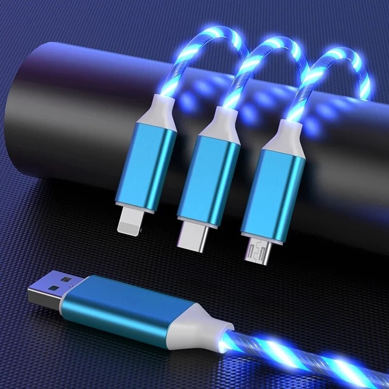 Câble USB Micro et Type C lumineux LED pour voiture et téléphone portable, accessoire d&#39;intérieur, chargeur lumineux, compatible avec Iphone