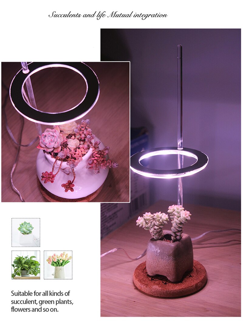 Lámpara LED Para Plantas - Luz De Crecimiento USB, Espectro Completo, 4000K, 2 Piezas | Para Plantas De Interior, Suculentas Y Semilleros