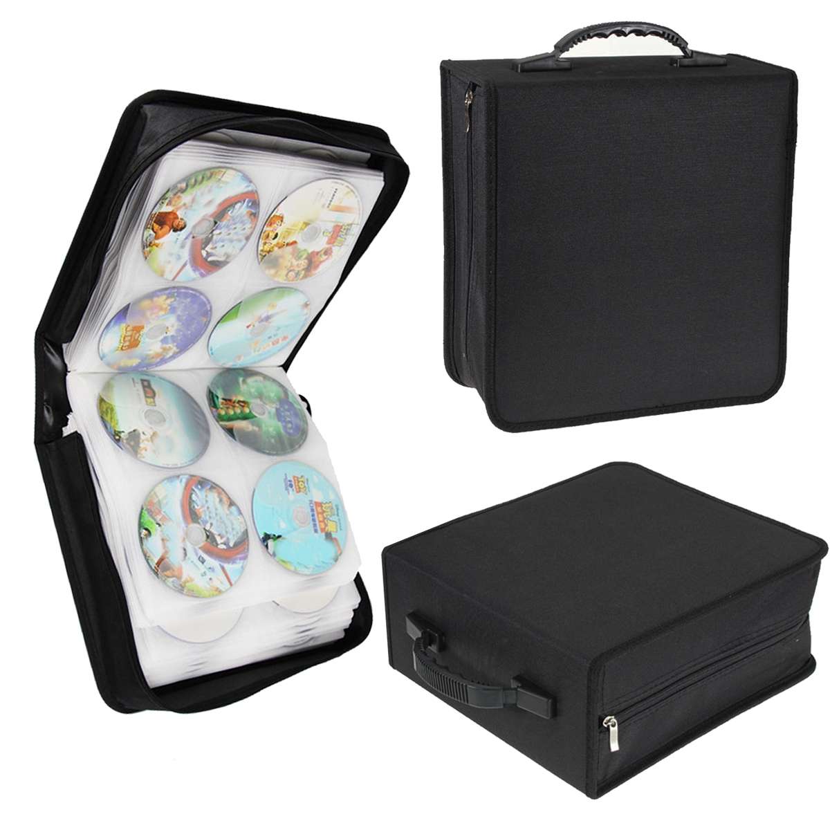 320 Pcs CD DVD Dics Media Storage Cover Portable Carry Sleeve Hard Bag Case Wallet Holder Box w/Zipper Sleeves Universal