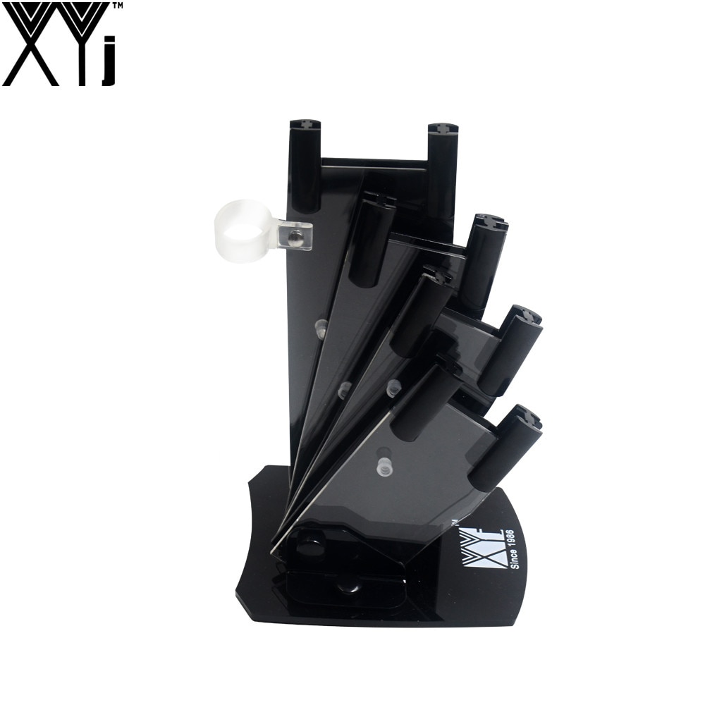 XYj 5-Stuks Set Mes Stand Gebruikt Voor 3 "4" 5 "6" Keramische Mes + een Dunschiller Hoogwaardige Acryl Mes Houder Zwart Messenblok