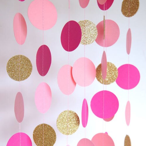 Party Home Ball Garland Bunting Banners Streamers Party Birthday Festival Occasion Decoration Gold White