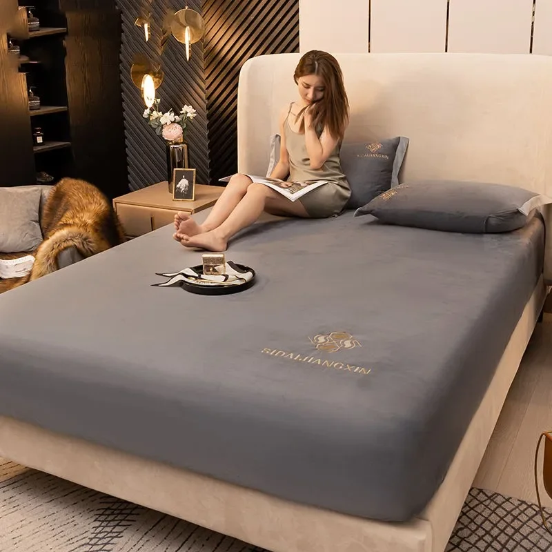 Sábana bajera de franela, Sábana doble de terciopelo, Funda de colchón gruesa, tamaño Queen/King 120/150/180 (funda de almohada vendida por separado)