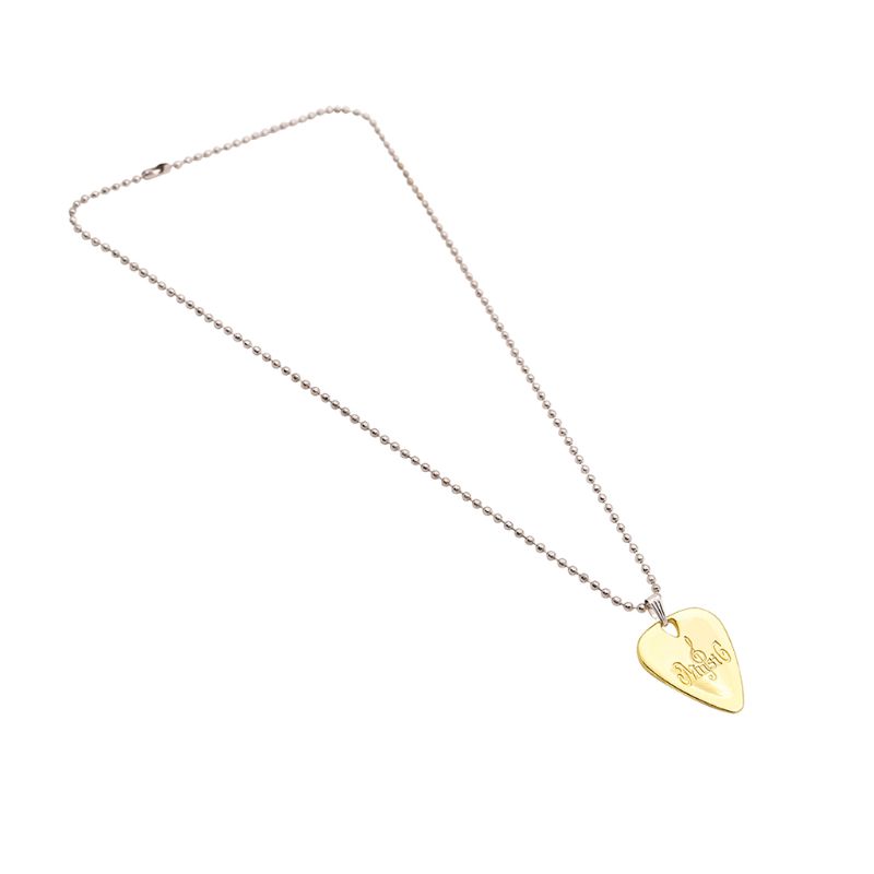 Heren dames gitaar plectrum ketting met verstelbare ketting roestvrij staal muziek: Goud
