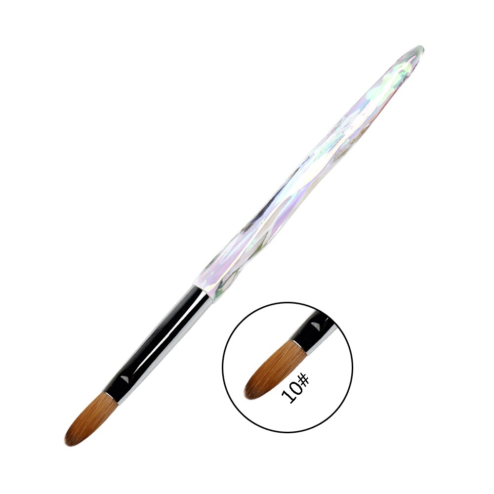 ANGNYA 12 #14 # Acryl Nagel Pinsel Gewellt Kolinsky Zobel Nagel Kunst UV Gel Baumeister Manikübetreffend Pinsel Flache Runde diamant Gradienten Griff: Größe 10