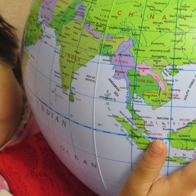 Oppustelig globus 16 tommer kort bold geografi læring uddannelsesmæssig verden jord hav badebold børn geografi undervisningsmateriale