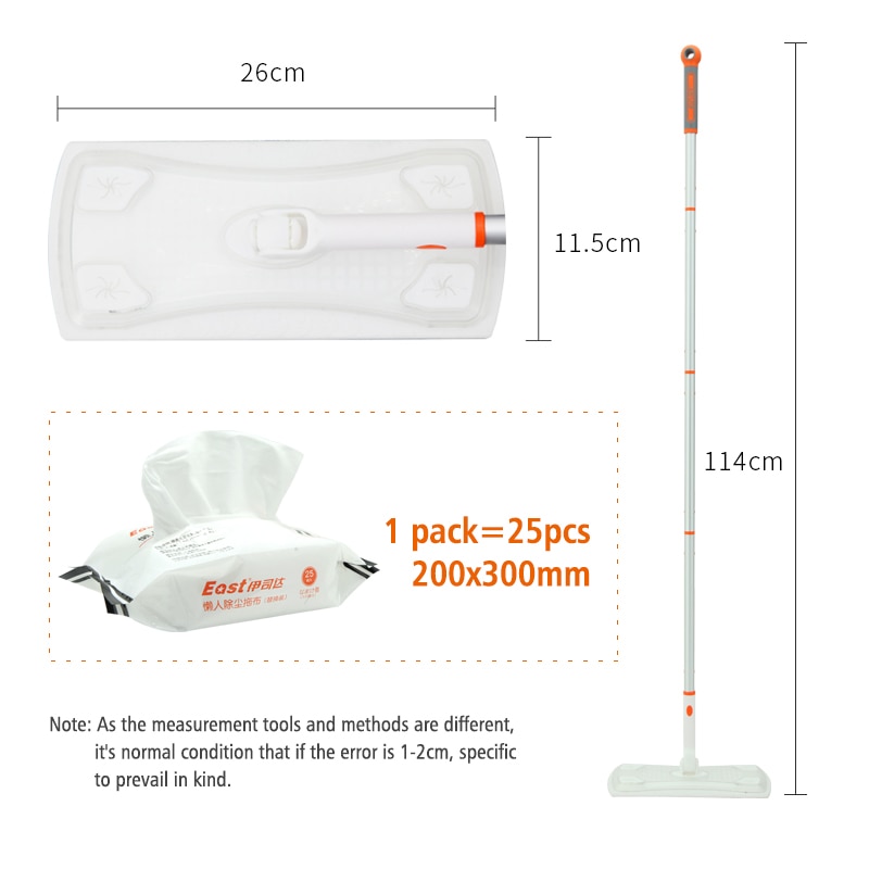 East Disposable Electrostatic Dust Removal Mop 360 Rotating Wash-free Non-woven Floor Pet hair Dry Cleaning Mops