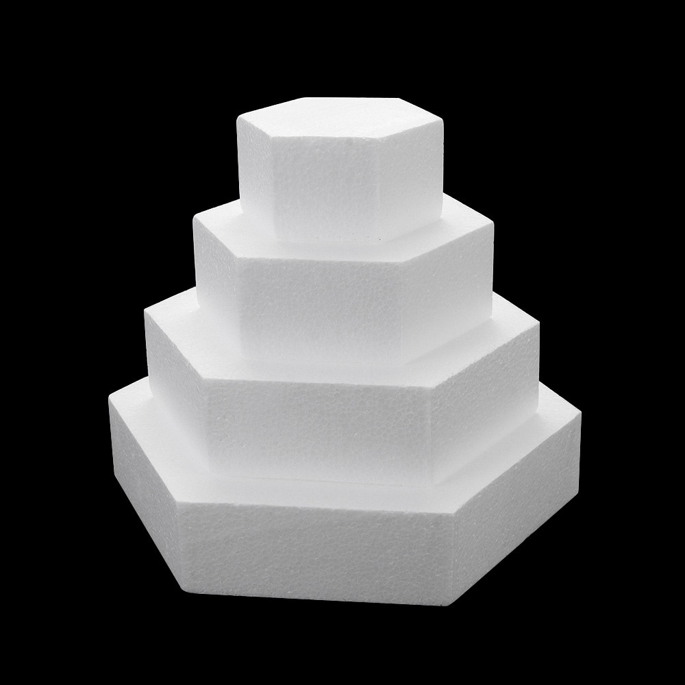 1 pieza 4/6/8/10 pulgadas molde de espuma de pastel torta falsa DIY modelo Sugarcraft hexágono poliestireno espuma de poliestireno moldes de accesorio de cocina