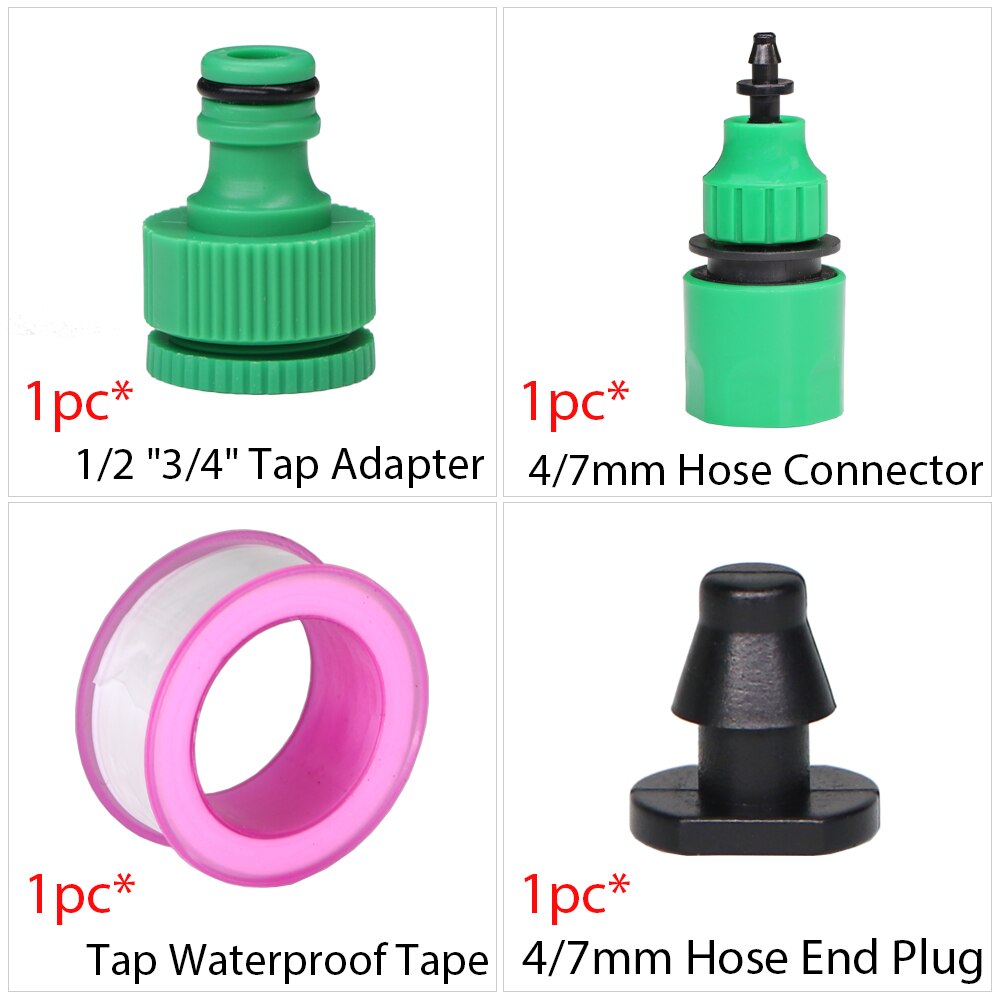 Trädgård droppbevattning vattenkran kopplingssats 1/2 " 3/4 " hangänga nippelskarv 4/7mm slang snabbadapter bevattningsverktyg: A